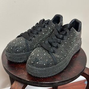 Black platform bling sneakers size 9